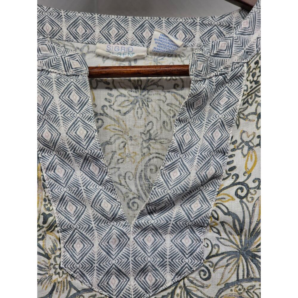Sigrid Olsen 100% Linen Tunic Top Women's Small Paisley Floral 3/4 Sleeve Boho - Picture 5 of 9